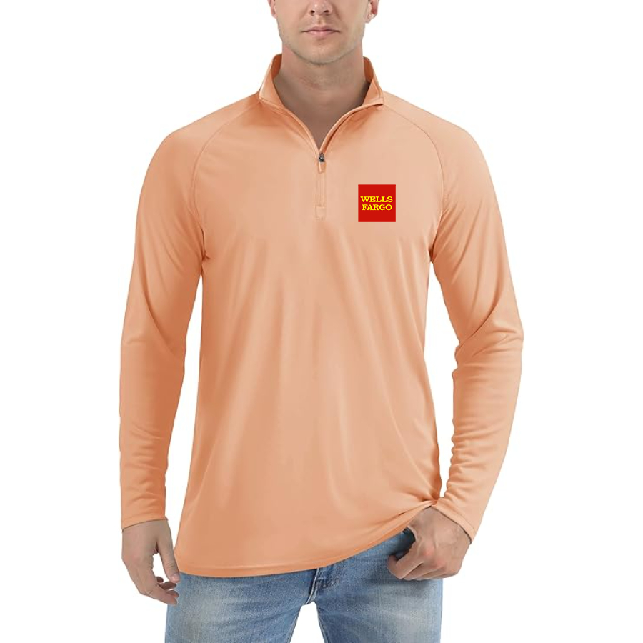 Men's Wells Fargo Logo Lightweight Quarter-Zip Athletic Shirt Long Sleeve Performance Wear