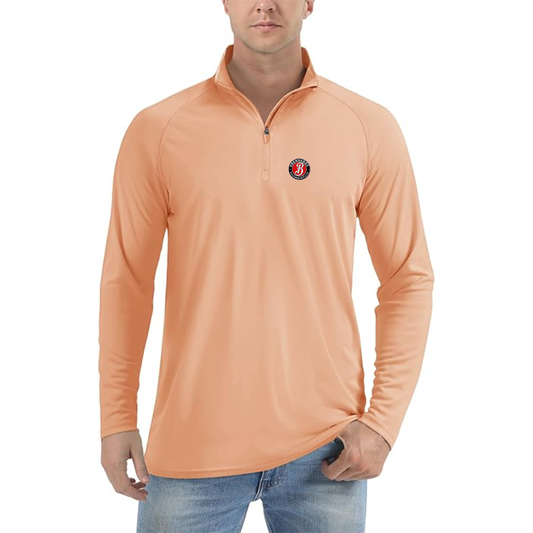 Men's Brennabor Werke Logo Lightweight Quarter-Zip Athletic Shirt Long Sleeve Performance Wear
