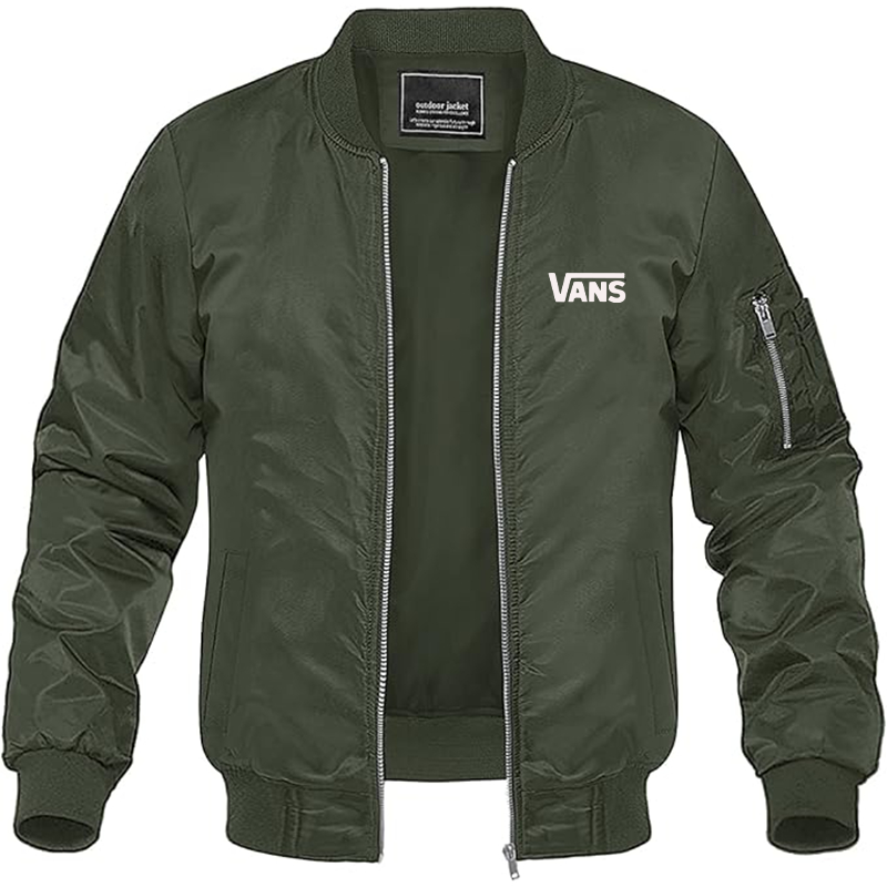 Men's Vans Logo Lightweight Bomber Jacket Windbreaker Softshell Varsity Jacket Coat