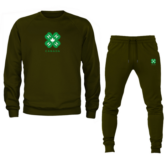 Men's 4H Canada Logo Crewneck Sweatshirt Joggers Suit