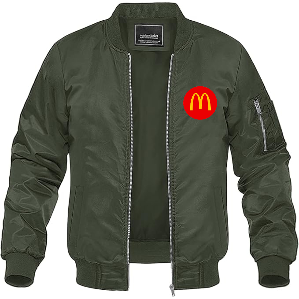 Men's McDonalds  Logo Lightweight Bomber Jacket Windbreaker Softshell Varsity Jacket Coat