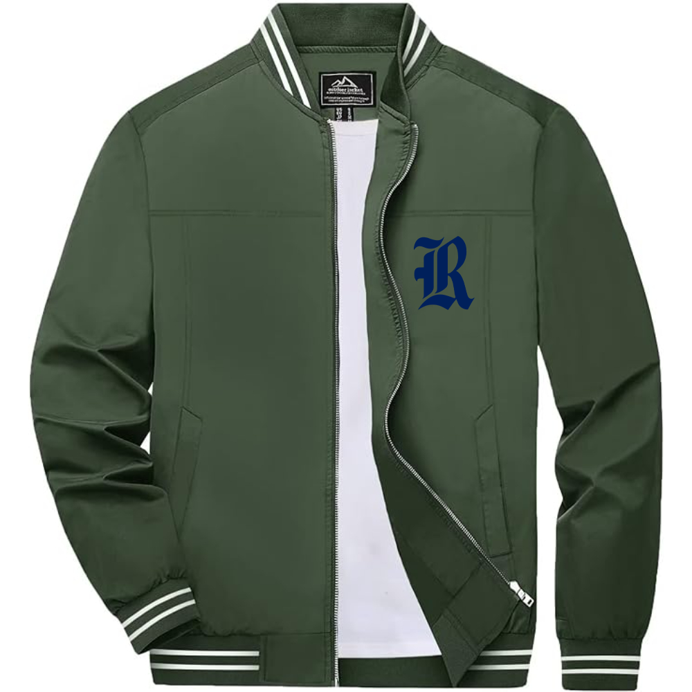 Men's Rice Owls Logo Lightweight Zip-Up Ribbed Collar and Cuffs Bomber Jacket