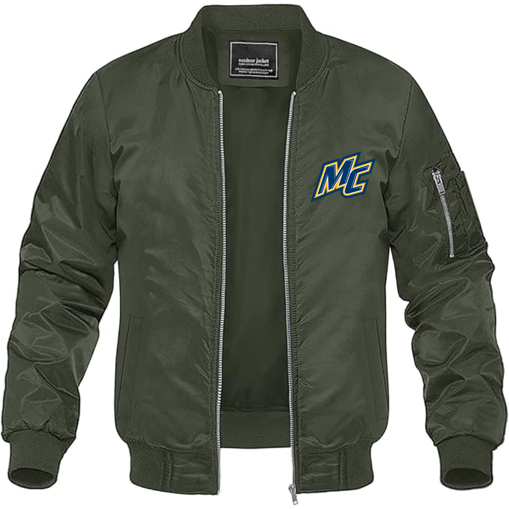 Men's Merrimack Warriors Logo Lightweight Bomber Jacket Windbreaker Softshell Varsity Jacket Coat