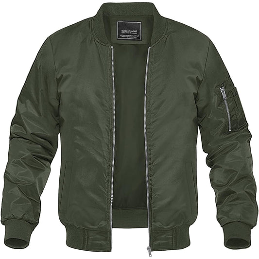 MAP Collection Men's Lightweight Bomber Jacket Windbreaker Softshell Varsity Jacket Coat