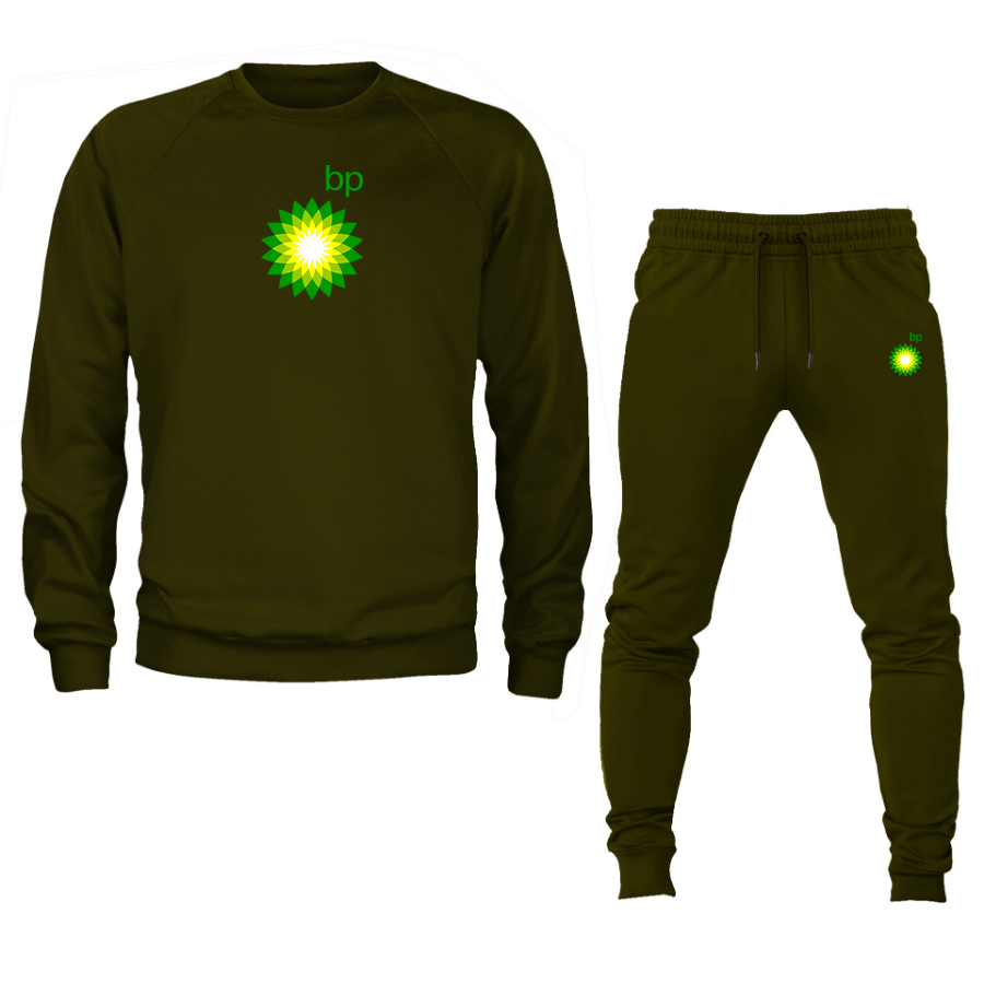 Men's BP Oil Logo Crewneck Sweatshirt Joggers Suit