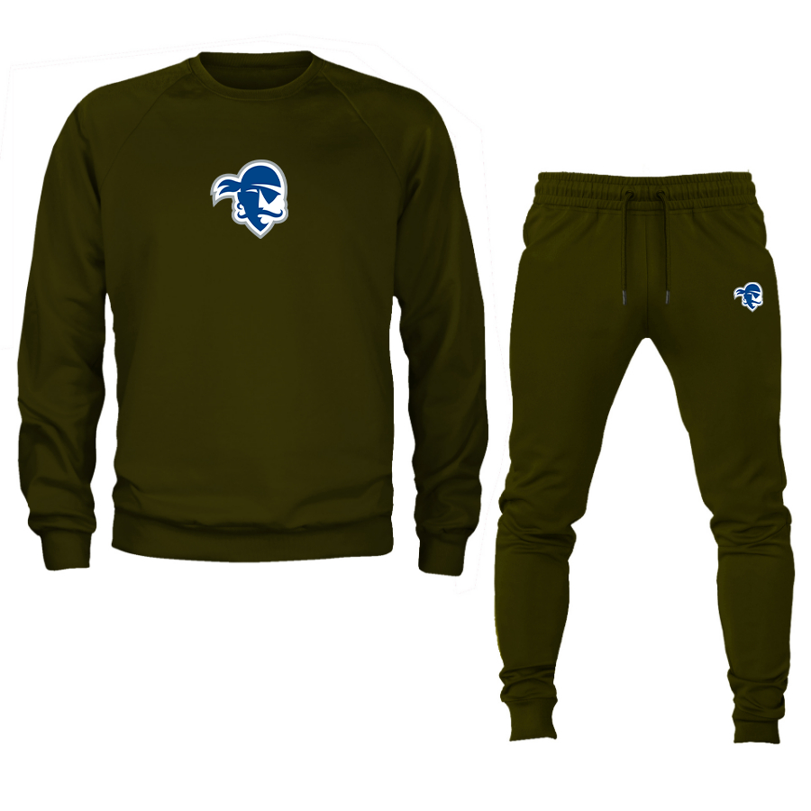 Men's Seton Hall Pirates Logo Crewneck Sweatshirt Joggers Suit