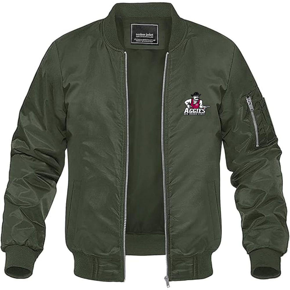 Men's Aggies New Mexico State Logo Lightweight Bomber Jacket Windbreaker Softshell Varsity Jacket Coat