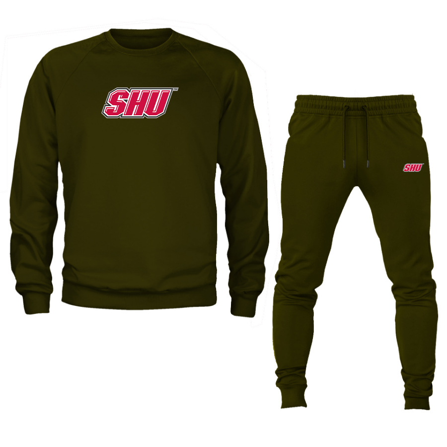Men's Sacred Heart Pioneers Logo Crewneck Sweatshirt Joggers Suit