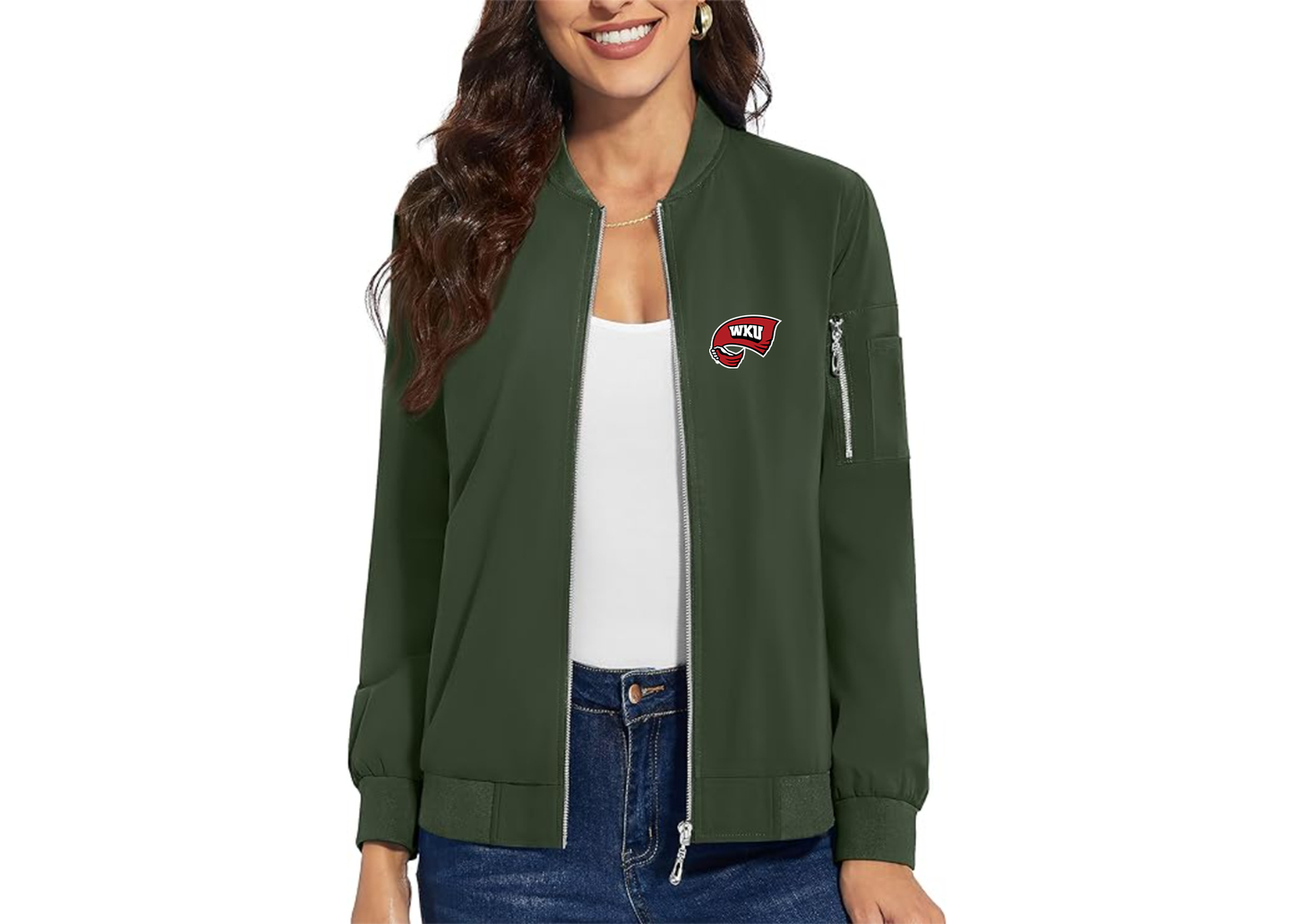 Women's Western Kentucky Hilltoppers Premium Bomber Jacket with Polished Detailing and Functional Sleeve Pocket Modern Luxury Outerwear