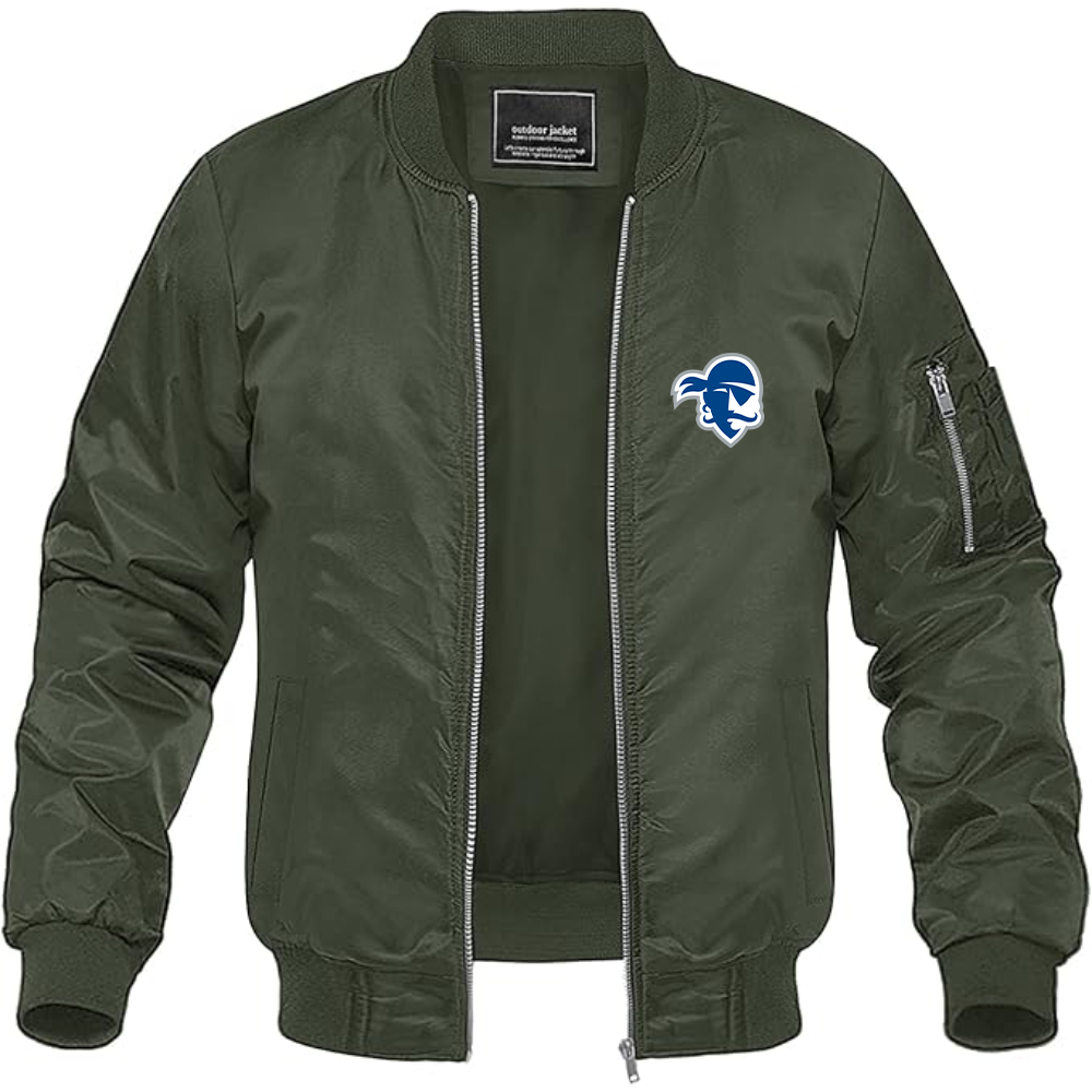 Men's Seton Hall Pirates Logo Lightweight Bomber Jacket Windbreaker Softshell Varsity Jacket Coat
