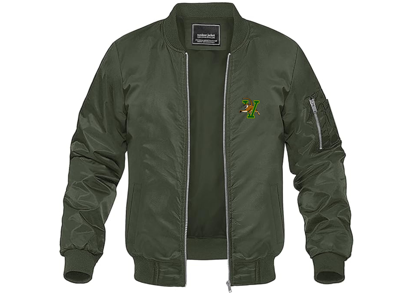 Men's Vermont Catamounts Lightweight Bomber Jacket Windbreaker Softshell Varsity Jacket Coat