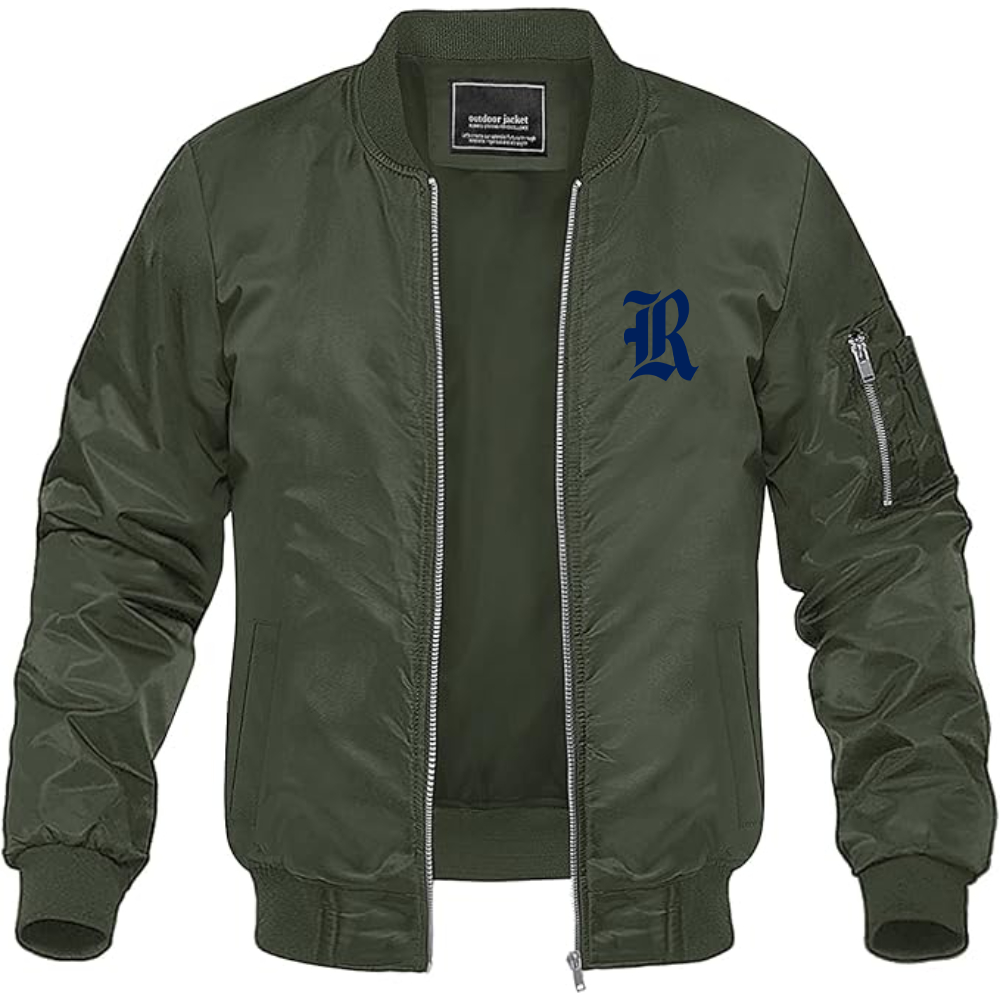 Men's Rice Owls Logo Lightweight Bomber Jacket Windbreaker Softshell Varsity Jacket Coat