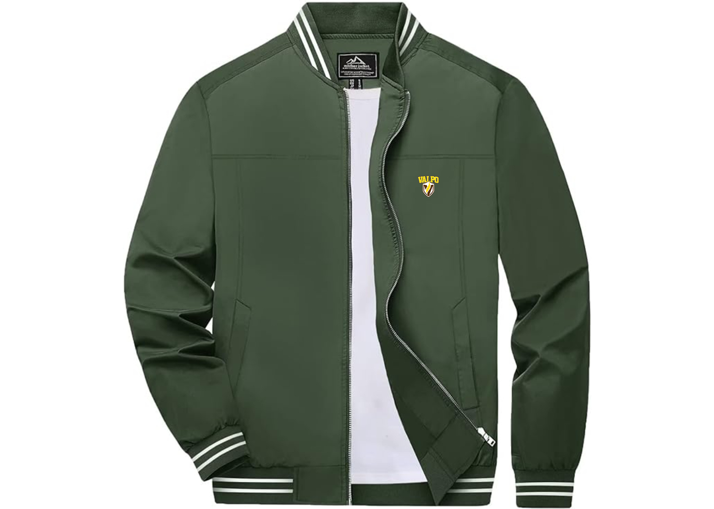 Men's Valparaiso Crusaders Lightweight Zip-Up Ribbed Collar and Cuffs Bomber Jacket