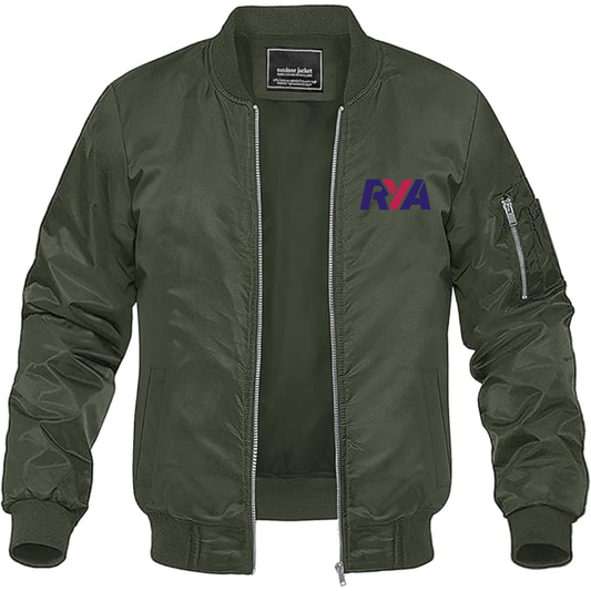 Men's Rya Logo Lightweight Bomber Jacket Windbreaker Softshell Varsity Jacket Coat