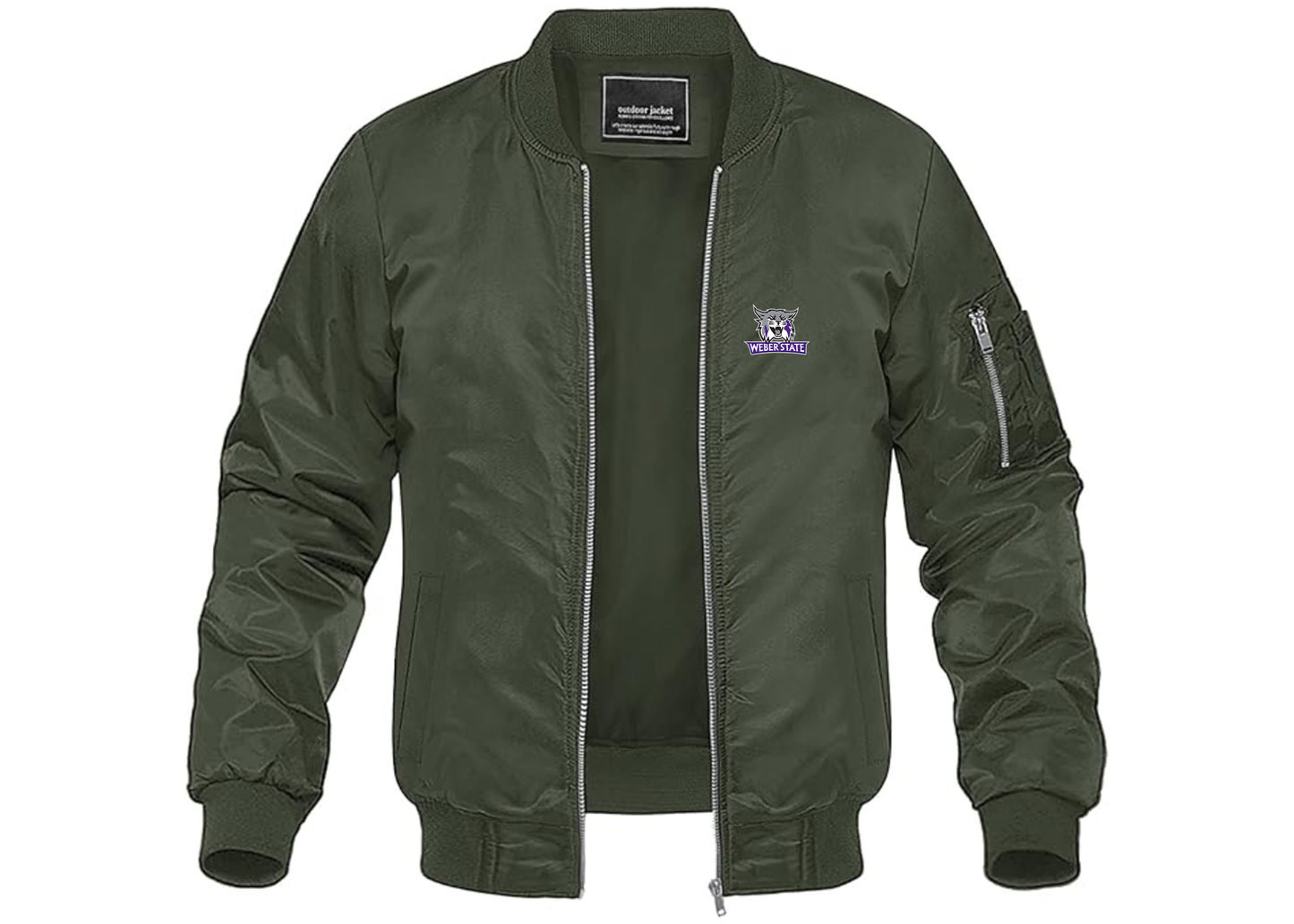 Men's Weber State Wildcats Lightweight Bomber Jacket Windbreaker Softshell Varsity Jacket Coat