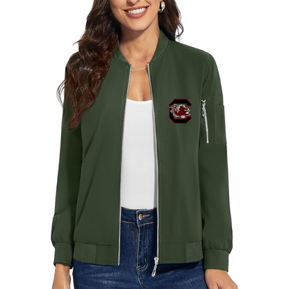 Women's South Carolina Gamecocks Logo Premium Bomber Jacket with Polished Detailing and Functional Sleeve Pocket Modern Luxury Outerwear