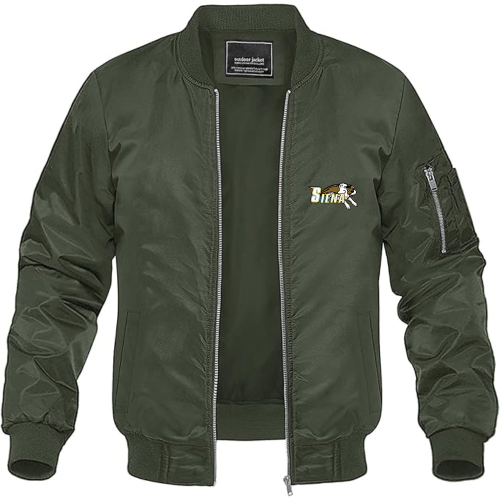 Men's Siena Saints Logo Lightweight Bomber Jacket Windbreaker Softshell Varsity Jacket Coat