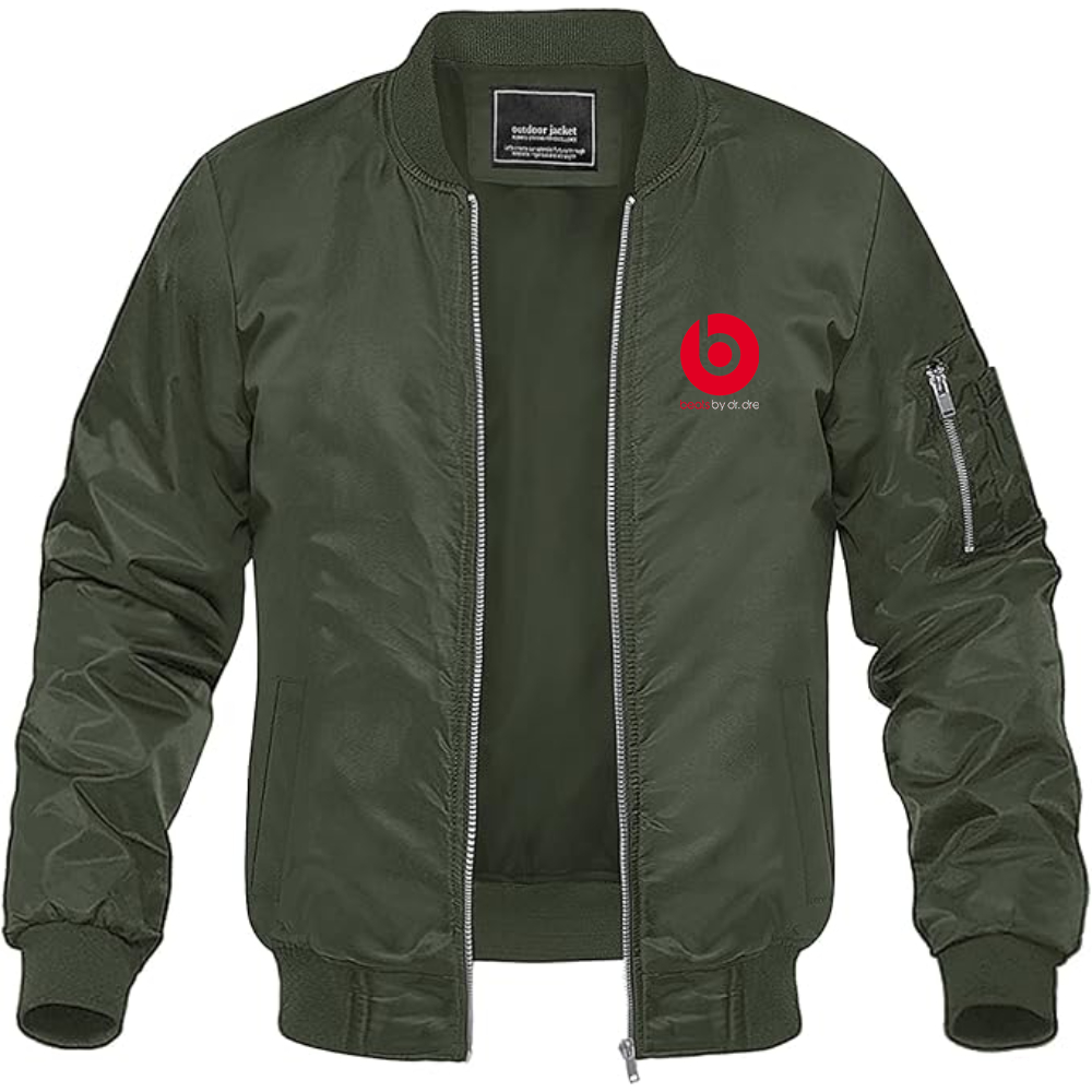Men's Beats-by Dre Logo Lightweight Bomber Jacket Windbreaker Softshell Varsity Jacket Coat