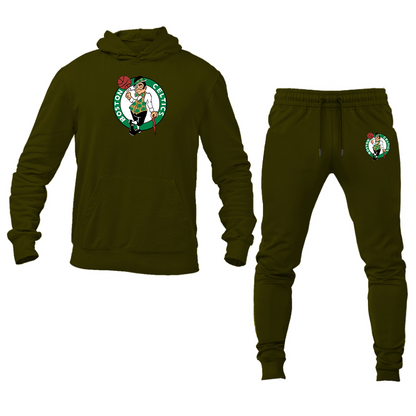 Men's Boston Celtics Logo Hoodie Joggers Set