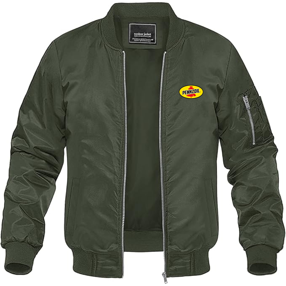 Men's Pennzoil Logo Lightweight Bomber Jacket Windbreaker Softshell Varsity Jacket Coat