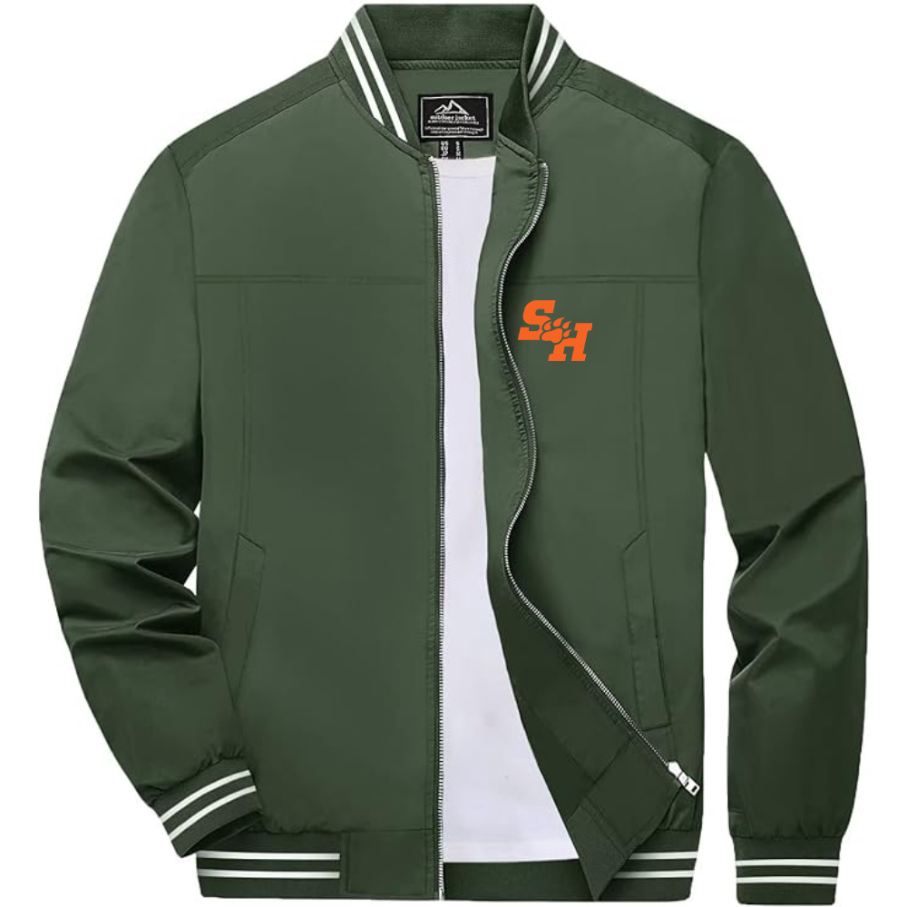 Men's Sam Houston State Bearkats Logo Lightweight Zip-Up Ribbed Collar and Cuffs Bomber Jacket