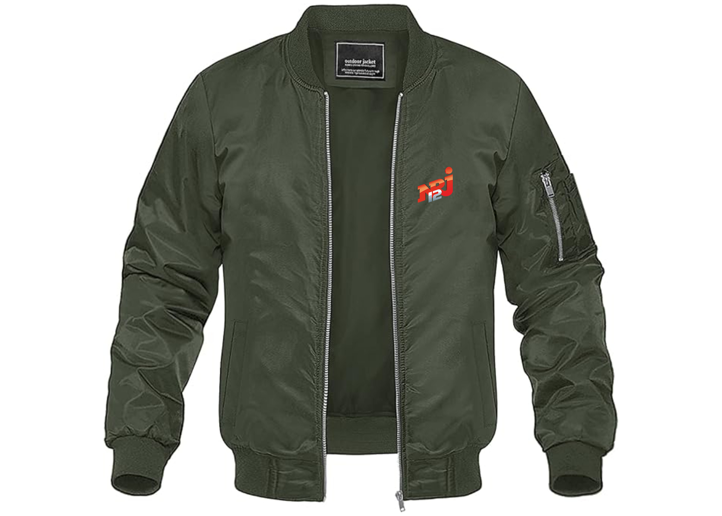 Men's NRJ 12 Logo Lightweight Bomber Jacket Windbreaker Softshell Varsity Jacket Coat