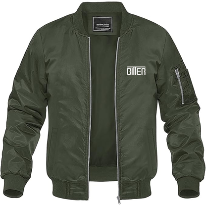 Men's Bitter Logo Lightweight Bomber Jacket Windbreaker Softshell Varsity Jacket Coat