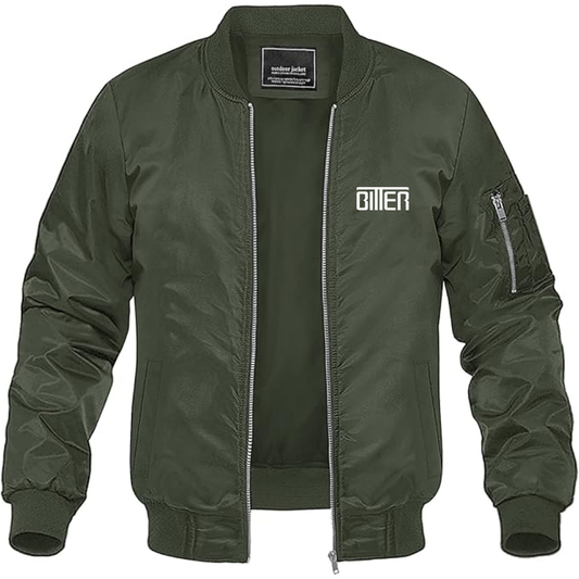 Men's Bitter Logo Lightweight Bomber Jacket Windbreaker Softshell Varsity Jacket Coat