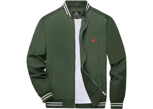 Men's Train Lightweight Zip-Up Ribbed Collar and Cuffs Bomber Jacket