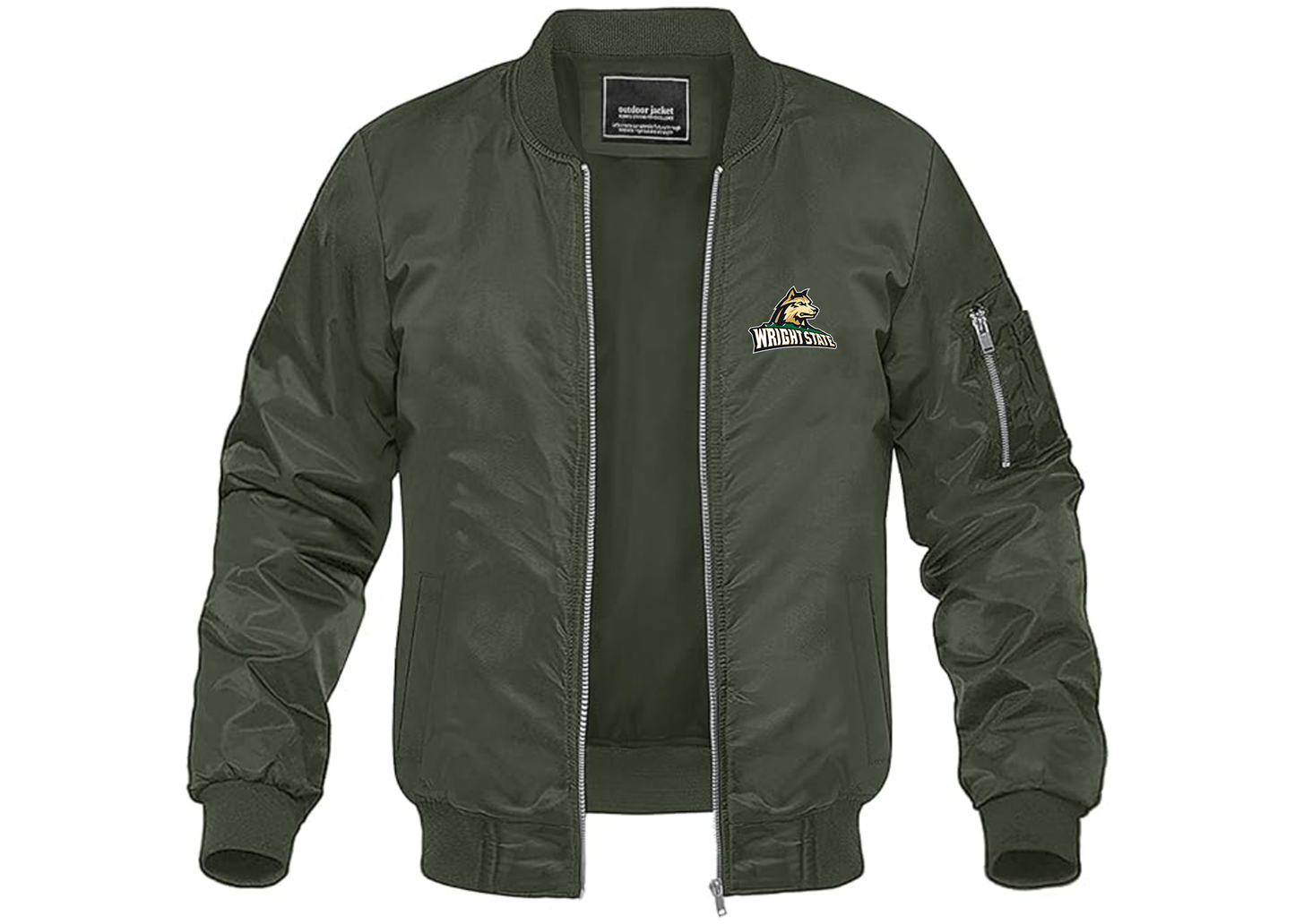 Men's Wright State Raiders Lightweight Bomber Jacket Windbreaker Softshell Varsity Jacket Coat