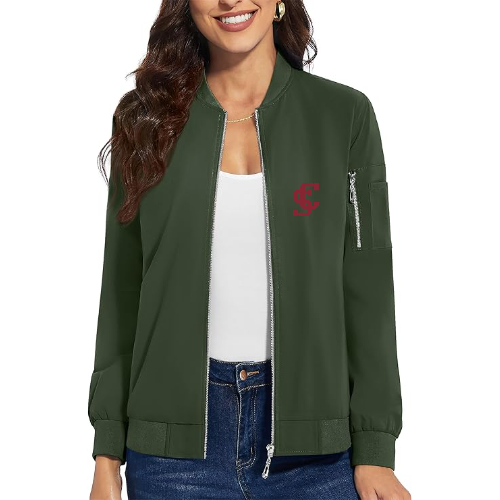 Women's Santa Clara Broncos Logo  Premium Bomber Jacket with Polished Detailing and Functional Sleeve Pocket Modern Luxury Outerwear