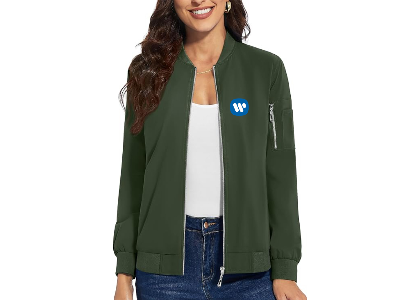 Women's WMG Premium Bomber Jacket with Polished Detailing and Functional Sleeve Pocket Modern Luxury Outerwear