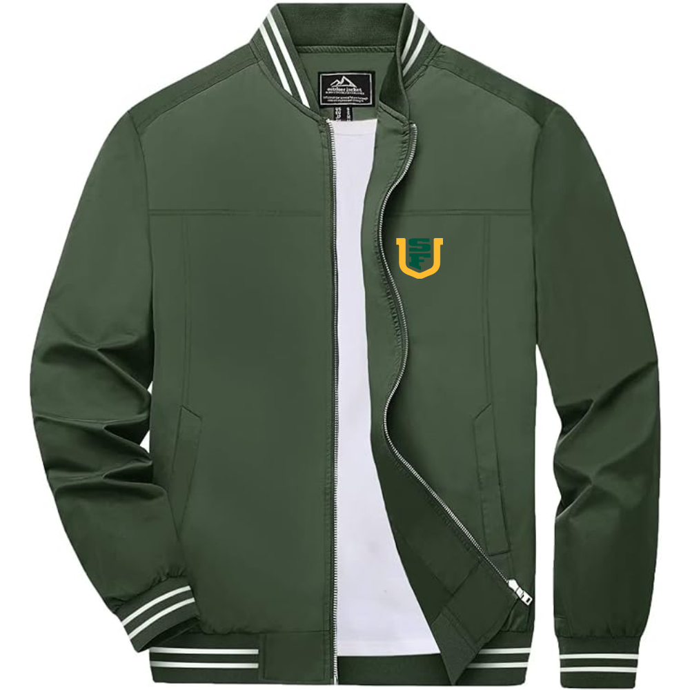 Men's San Francisco Dons Logo Lightweight Zip-Up Ribbed Collar and Cuffs Bomber Jacket