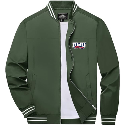 Men's Robert Morris Colonials Logo Lightweight Zip-Up Ribbed Collar and Cuffs Bomber Jacket