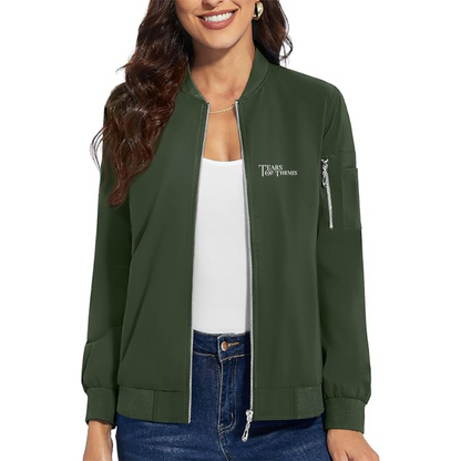 Women's Tear Of Themis Logo Premium Bomber Jacket with Polished Detailing and Functional Sleeve Pocket Modern Luxury Outerwear