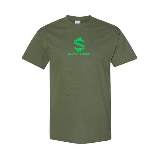 Men's Black Shark Logo Cotton T-Shirt