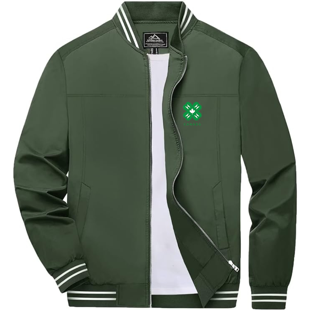 Men's 4H Canada Logo Lightweight Zip-Up Ribbed Collar and Cuffs Bomber Jacket