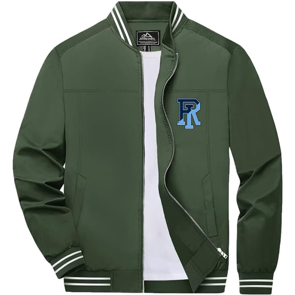 Men's Rhode Island Rams Logo Lightweight Zip-Up Ribbed Collar and Cuffs Bomber Jacket