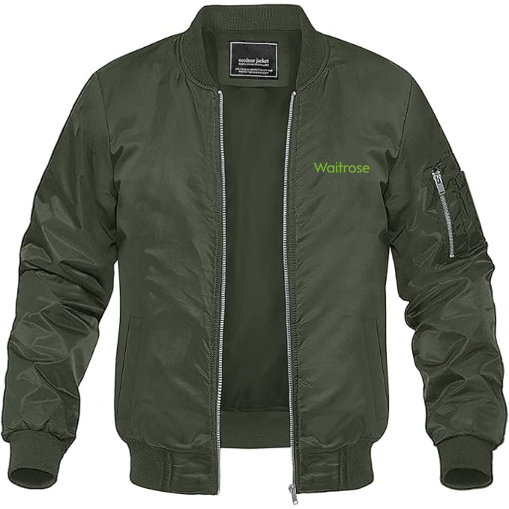 Men's Waitrose Logo Lightweight Bomber Jacket Windbreaker Softshell Varsity Jacket Coat
