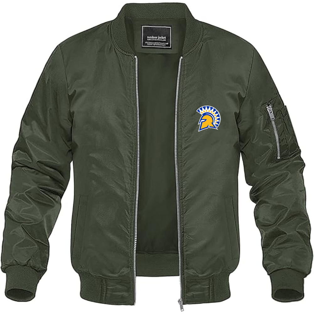 Men's San Jose State Spartans Logo Lightweight Bomber Jacket Windbreaker Softshell Varsity Jacket Coat