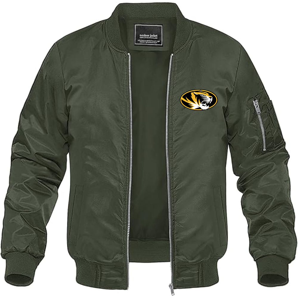 Men's Missouri Tigers Logo Lightweight Bomber Jacket Windbreaker Softshell Varsity Jacket Coat
