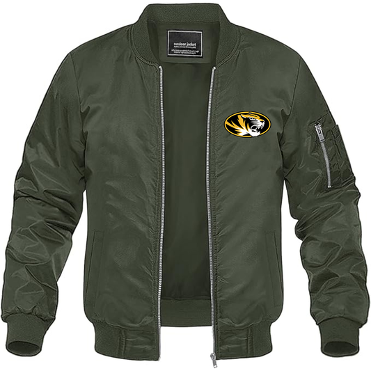 Men's Missouri Tigers Logo Lightweight Bomber Jacket Windbreaker Softshell Varsity Jacket Coat