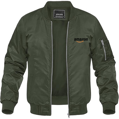 Men's Amazon Logo Lightweight Bomber Jacket Windbreaker Softshell Varsity Jacket Coat