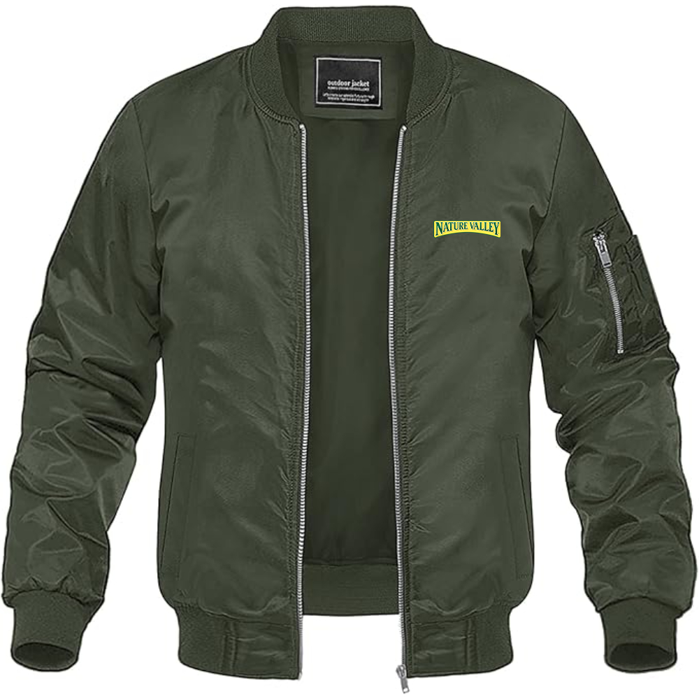 Men's Nature Valley Logo Lightweight Bomber Jacket Windbreaker Softshell Varsity Jacket Coat