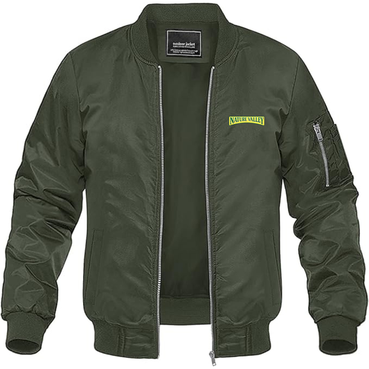 Men's Nature Valley Logo Lightweight Bomber Jacket Windbreaker Softshell Varsity Jacket Coat