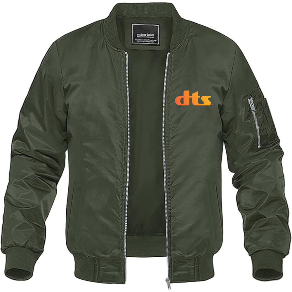 Men's DTS Logo Lightweight Bomber Jacket Windbreaker Softshell Varsity Jacket Coat