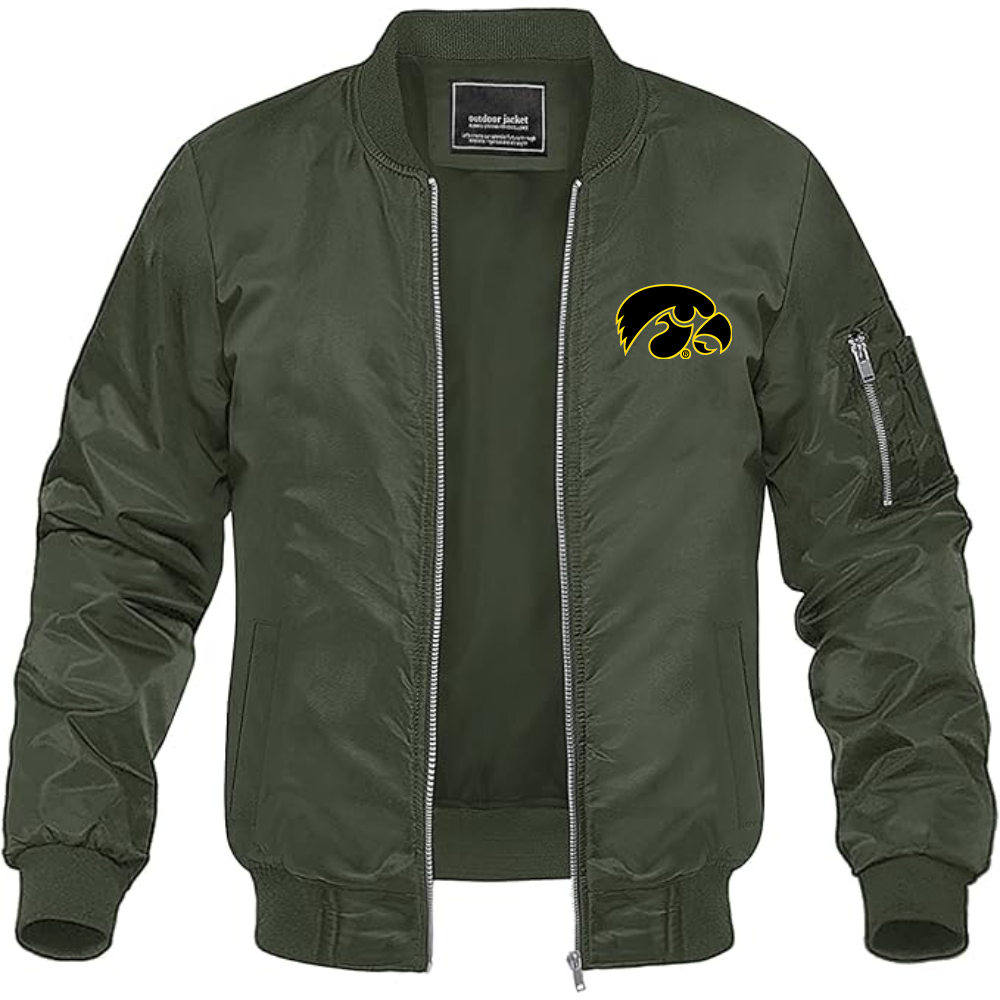 Men's Lowa Hawkeyes Logo Lightweight Bomber Jacket Windbreaker Softshell Varsity Jacket Coat