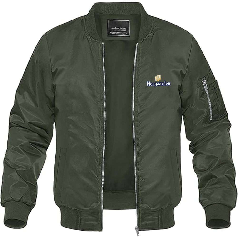 Men's Hoegaarden Logo Lightweight Bomber Jacket Windbreaker Softshell Varsity Jacket Coat