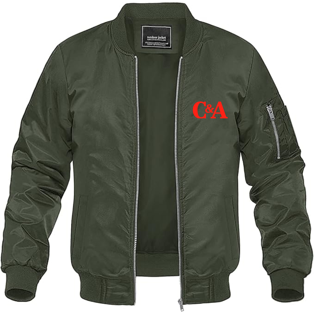Men's  CA Logo Lightweight Bomber Jacket Windbreaker Softshell Varsity Jacket Coat