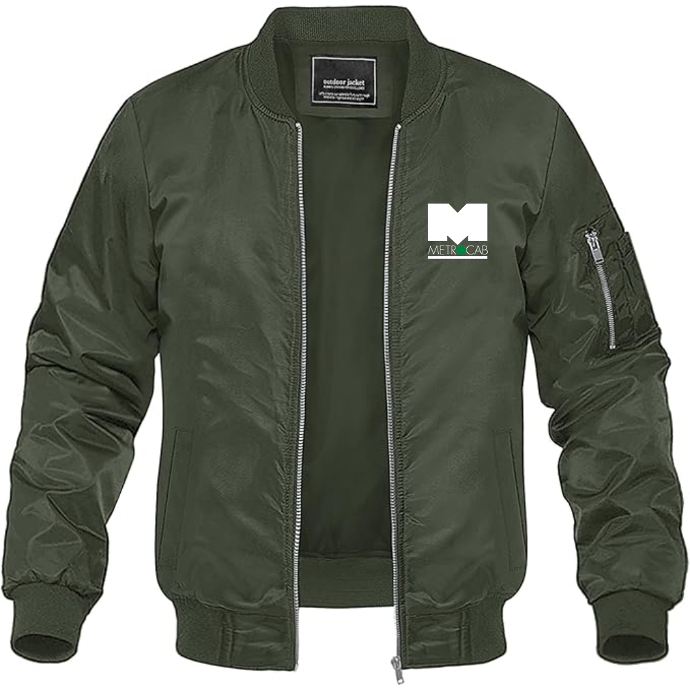 Men's Metrocab Logo Lightweight Bomber Jacket Windbreaker Softshell Varsity Jacket Coat